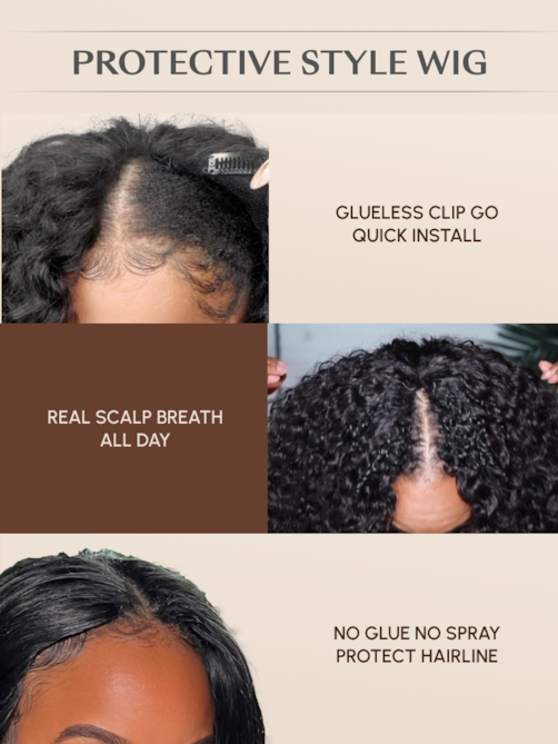 UNice EasiContour V Part Glueless Yaki Wig 150% Density
