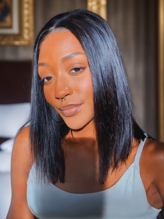 10" Brand Day Bob V Part Straight Natural Hairline No Lace Wigs