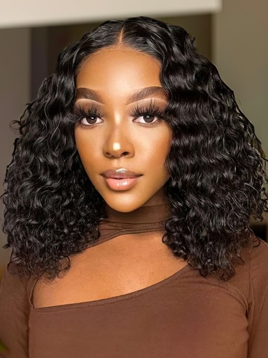 10 inch Water Wave Glueless V Part Bob Wig No Leave Out No Glue No Sew In