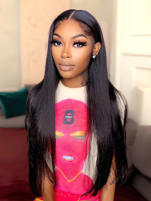 UNice Straight Middle Part Lace Wigs Pre Plucked Natural Hairline Long Wig