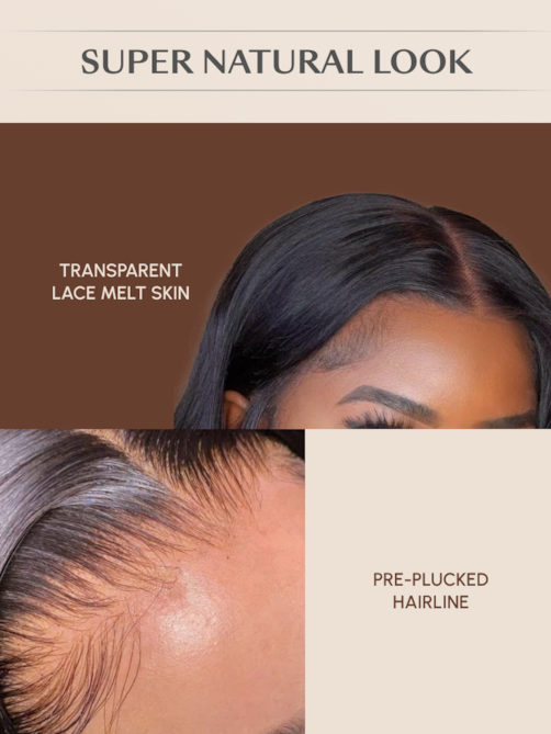 24inch 6x4.5 Lace 180% Density Put On And Go Pre Cut Lace Straight Black Wig With Breathable Cap