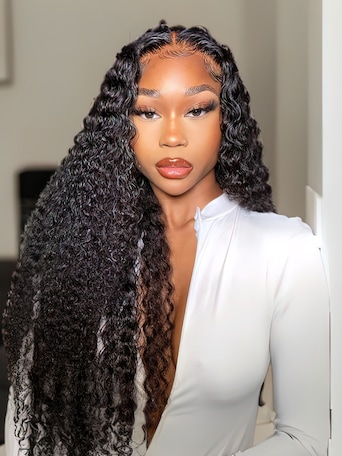 Unice 5x5 HD Transparent Lace Closure With Curly Human Hair 3 Bundles