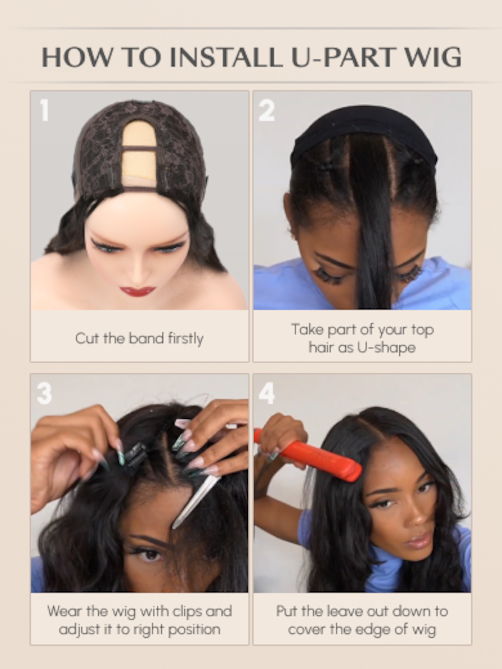 Glueless Body Wave U Part Hair Wig‎ Natural Color Wigs