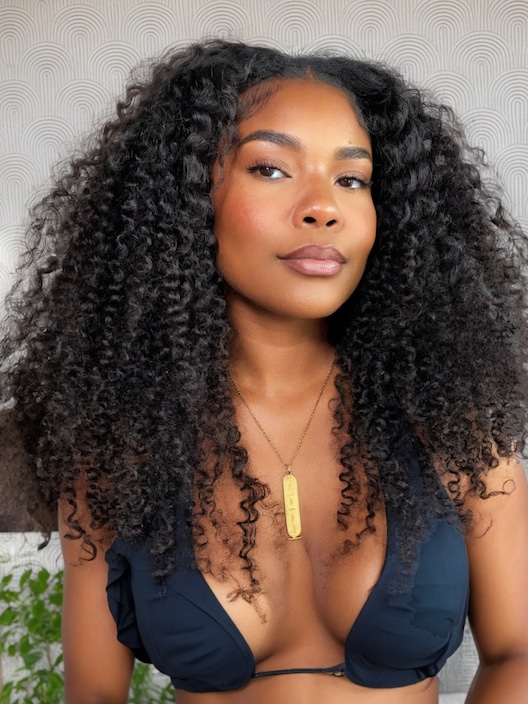 UNice EasiContour V Part Wig Beginner Friendly Kinky Curly Glueless Protective Style Human Hair Wig 180% Density