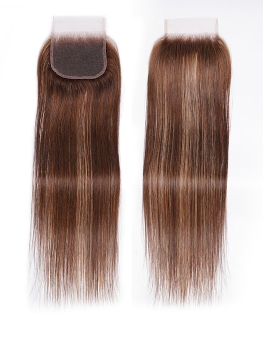 UNice Honey Blonde Highlighted Straight 4x4 Free Part Closure