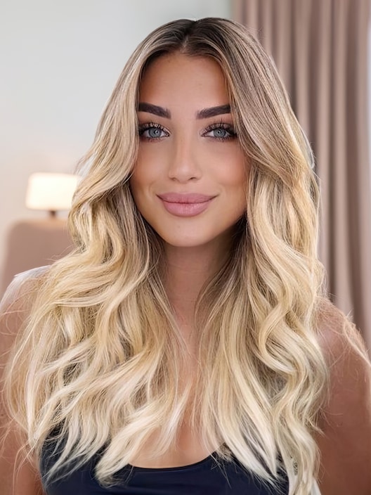 UNice Shadow Root Platinum Blonde Ombre Wavy Wig