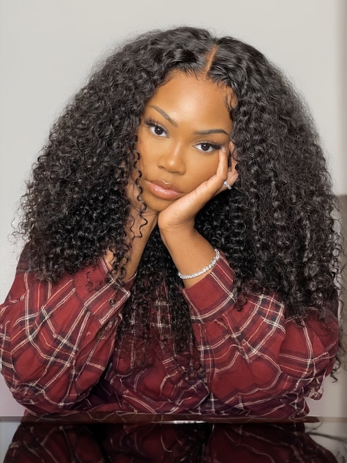 250% Density 36 Inch Glueless HD Lace Curly Human Hair Wig with Bleached Knots Match All Skin Tones