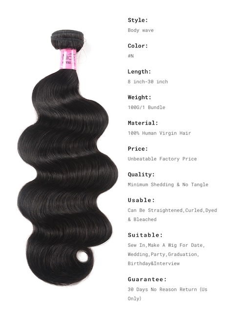 UNice Hair Bundles 4 Pcs/pack Hair Brazilian Body Wave Virgin Human Hair