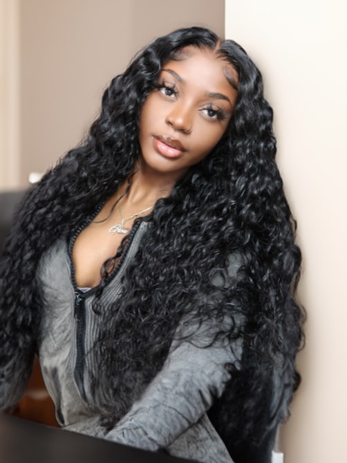 7x5 Bye Bye Knots Wig Quick Install Lace Water Wave Invisible Knots Lace Wig 150% Bouncy Density