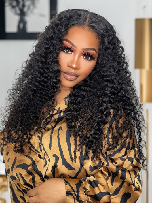 13x4 Glueless HD Lace Curly Wig with Bleached Knots Match All Skin Tones 14inch