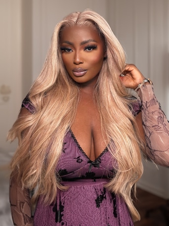 [200% Density] UNice Put On And Go 6x4.5 Lace Front Ash Blonde & Honey Brown Straight Human Hair Wig With Baby Hair