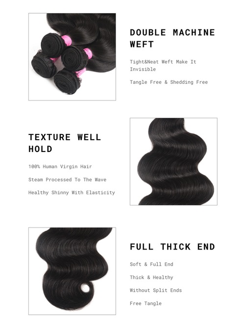 UNice Hair Bundles 4 Pcs/pack Hair Brazilian Body Wave Virgin Human Hair