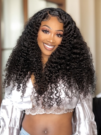 UNice Transparent Lace 4x0.75 Curly Black Natural Wig Durable & Versatile Style