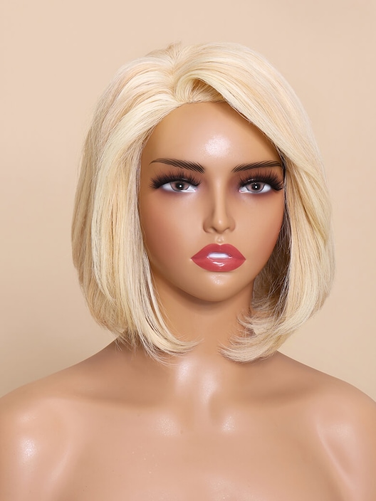 JULIE- 8" OPEN CAP LACE STRAIGHT HUMAN HAIR WIG