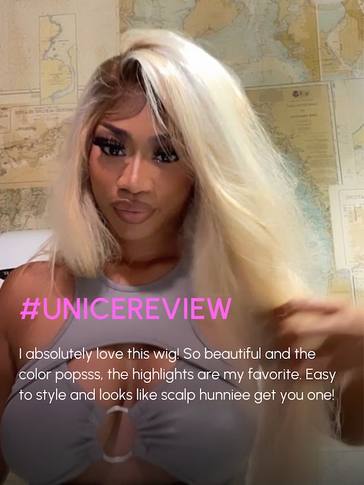 UNice 13x4 Lace Front Straight Wig Glossy Blonde With Silver Highlight Bratz Doll Vibes Inspired