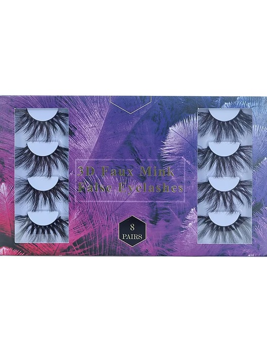 Points Redeem 8pcs 3D Mink Fur False Eyelashes Women's Makeup Natural Soft Long Hand-made Fake Lashes (US only)