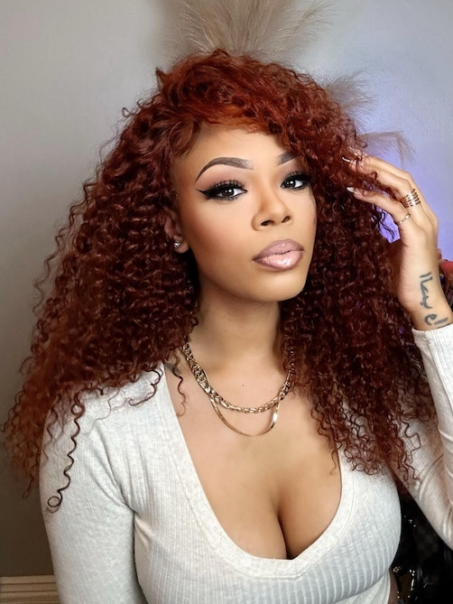 UNice Real Ear To Ear Super Secure 13x4 Lace Frontal Reddish Brown Jerry Curly Pre-Everything Wig