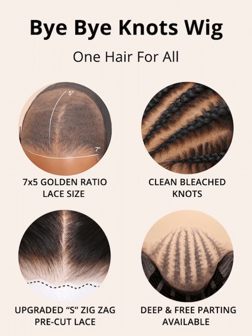 Bye Bye Knots Wig 7x5 Glueless Lace Black Yaki Wig With Bleached Knots