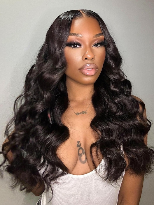 UNice Hair 3 Bundles Brazilian Body Wave With T Part Lace Closure