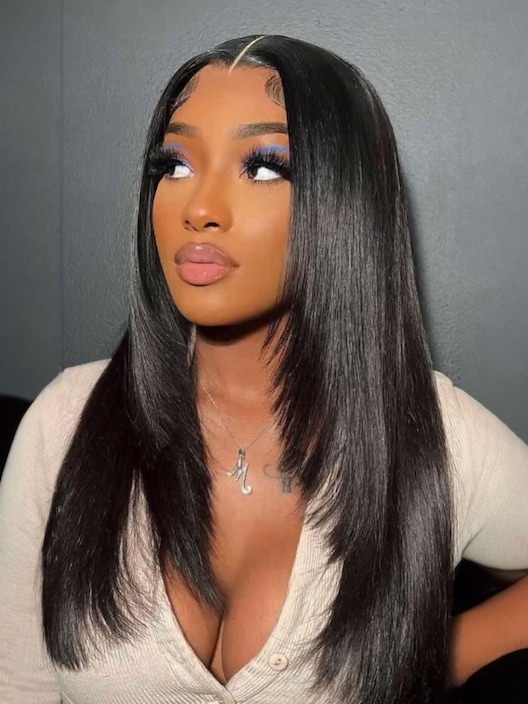 [16in=$81.68] Pre Plucked Lace Wigs Natural Hairline Straight Hair Wig With Natural Baby Hair