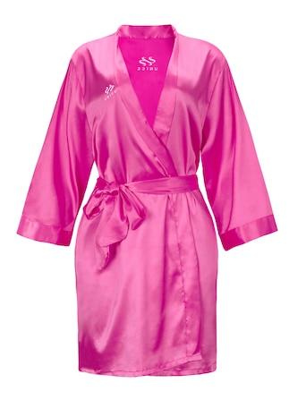 UNice Exclusive Pink Silk Robe Intimate Lingerie Nightgown Sexy Nightwear (1 pc)