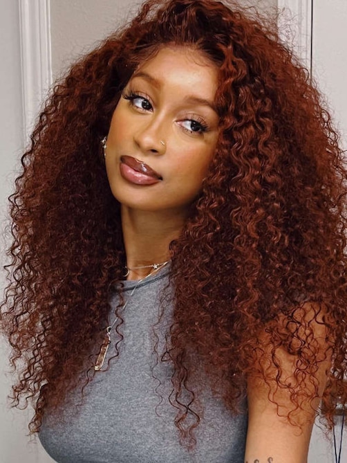 UNice Real Ear To Ear Super Secure 13x4 Lace Frontal Reddish Brown Jerry Curly Pre-Everything Wig