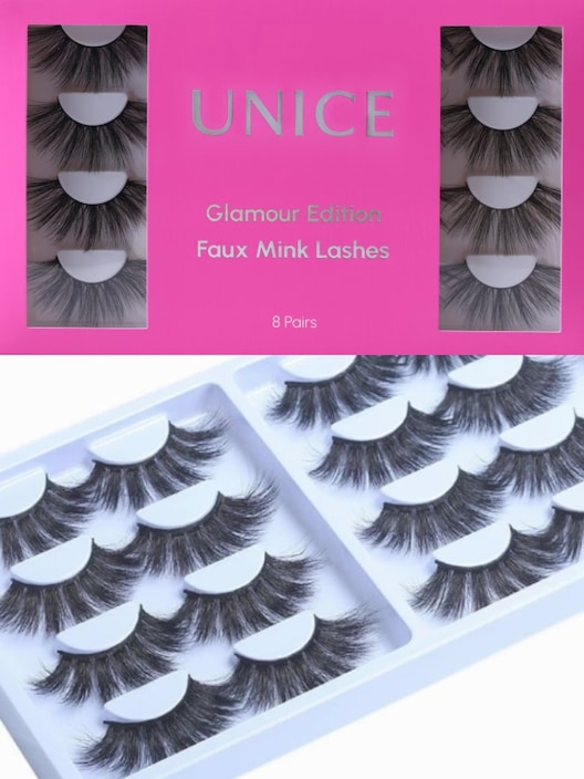 UNice 8 Pairs 3D False Eyelashes Cat Eye Sexy Look Soft Reusable