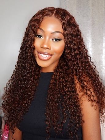 UNice Put On And Go Pre Cut Lace 6x4.5/7x5/13x4 Closure Red Brown Curly Quick & Easy Glueless Air Wig
