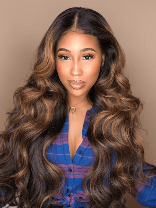 UNice 1B/30 Brown Ombre 4Pcs Hair Bundles With Lace Closure