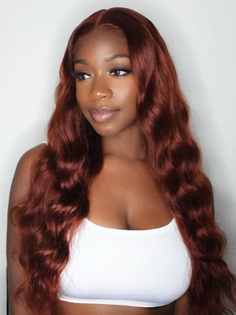 UNice Put On And Go 7x5 Pre-Cut Lace Reddish Brown Body Wave Air Wig No Baby Hair