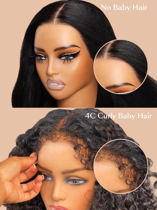 Bye Bye Knots Wig 7x5 Glueless Lace Black Yaki Wig With Bleached Knots