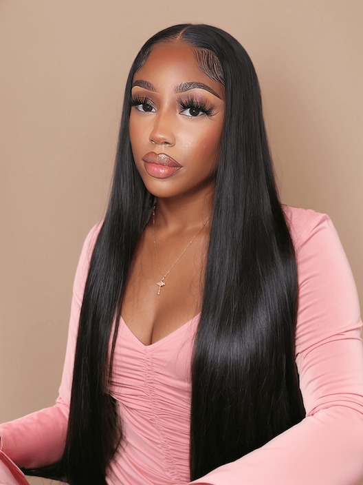 UNice 5x5 HD Invisible Lace Closure With 3Pcs Straight Human Hair Bundles