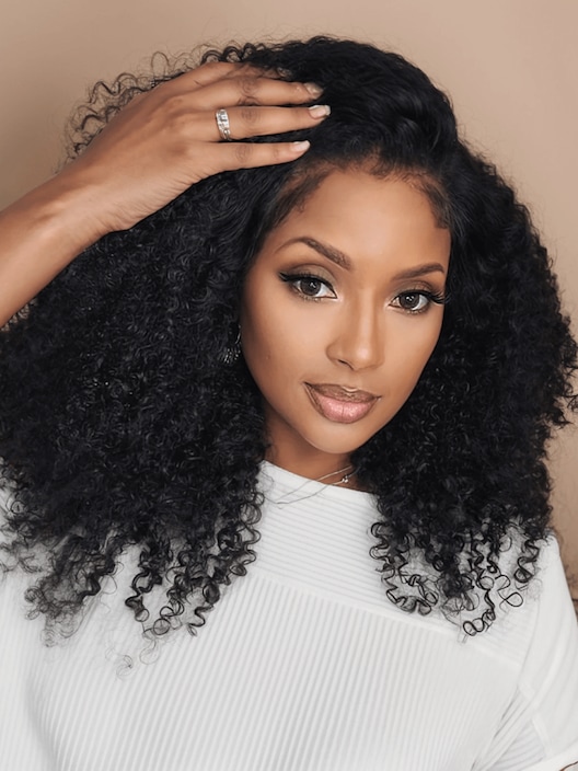UNice 4C Curly Baby Hair 13x4 Transparent Lace Front Kinky Curly Wig Breathable & Durable