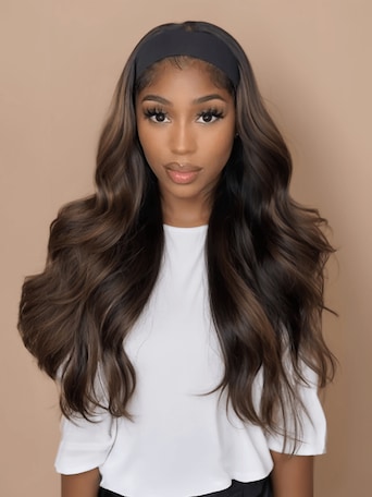 UNice Ready To Wear Brown Balayage Glueless Headband Wigs For Beginners