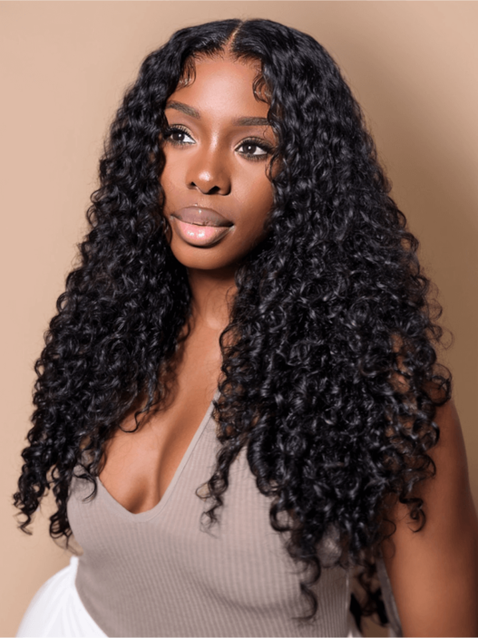 UNice Natural Color Brown Balayage Jerry Curly 4x4 Free Part Lace Closure