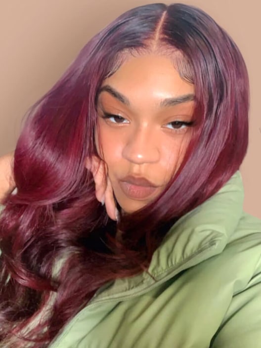 UNice 13x4 Lace Front Layered Burgundy Ombre Wig With Dark Roots