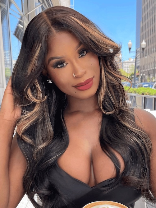 Bye Bye Knots Wig 7x5 Glueless Lace Black With Blonde Highlights 3D Body Wave Bleached Knots Wig No Baby Hair