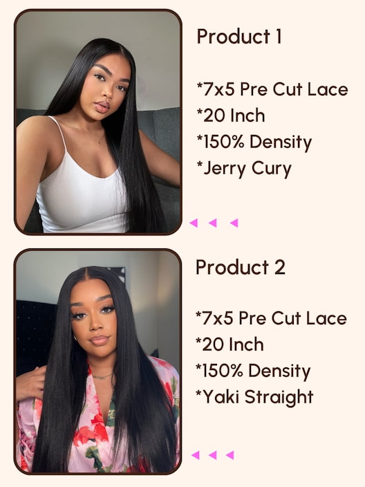 [2 wigs=$299] Both 20" 7x5 Lace Bye Bye Knots Silky Straight and Yaki Straight Wigs