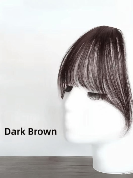 UNice Machine-Made Dark Brown Straight Clip In Bangs with Temples