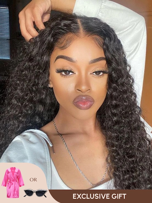 Pre Plucked Middle Part Lace Wig Jerry Curly 150% Density Natural Looking Natural Hairline Glueless Wigs