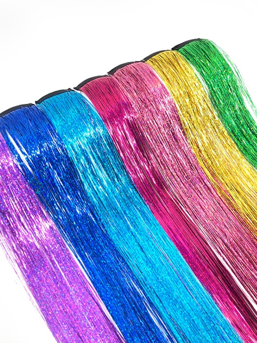 [Exclusive Gift] Clip In Hair TInsel Extensions Girls Women Tensil Hair With Clips for Any Occasion