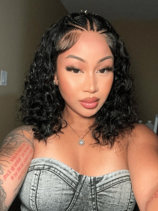UNice Bye Bye Knots 7x5 Pre Cut Lace Bouncy Water Wave Glueless Bob Wig 150% Density