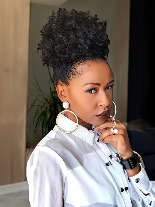 UNice Wig Hat With Natural Kinky Afro Black Short Hair