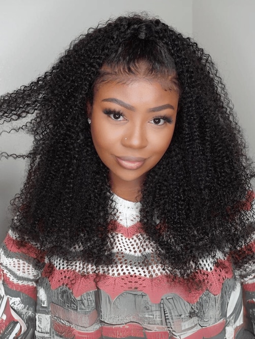 26 Inch 180% Density HD Glueless 5x5 Lace Natural Afro Kinky Curly Human Hair Wig