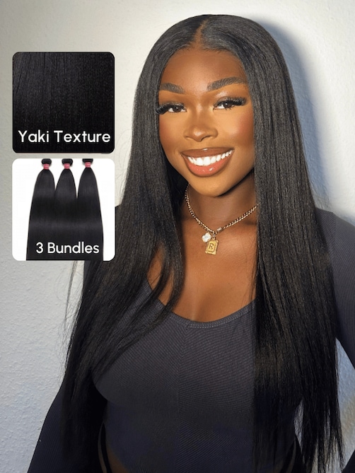 UNice Hair Bundles 3 Pcs/pack Hair Natural Yaki Texture Virgin Human Hair