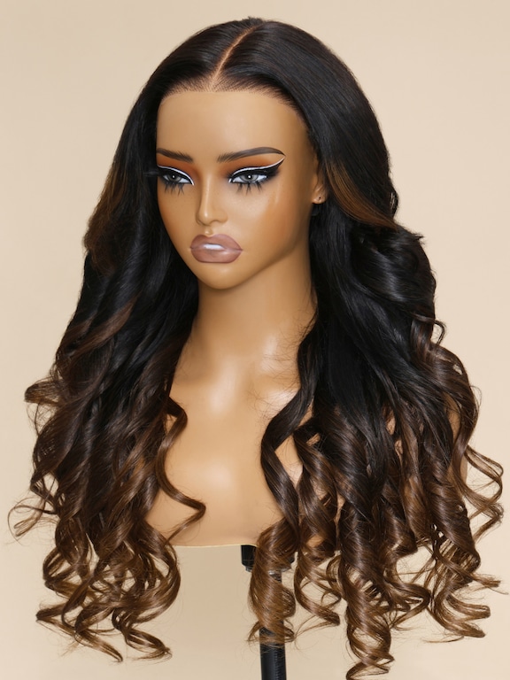 UNice Magic Lace Wig Black to Chestnut Brown Ombre Body Wave With Optional 7x5 Replaceable Lace Closure