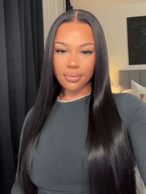 7x5 Glueless Lace Bye Bye Knots Wig Black Straight Bleached Knots Wig