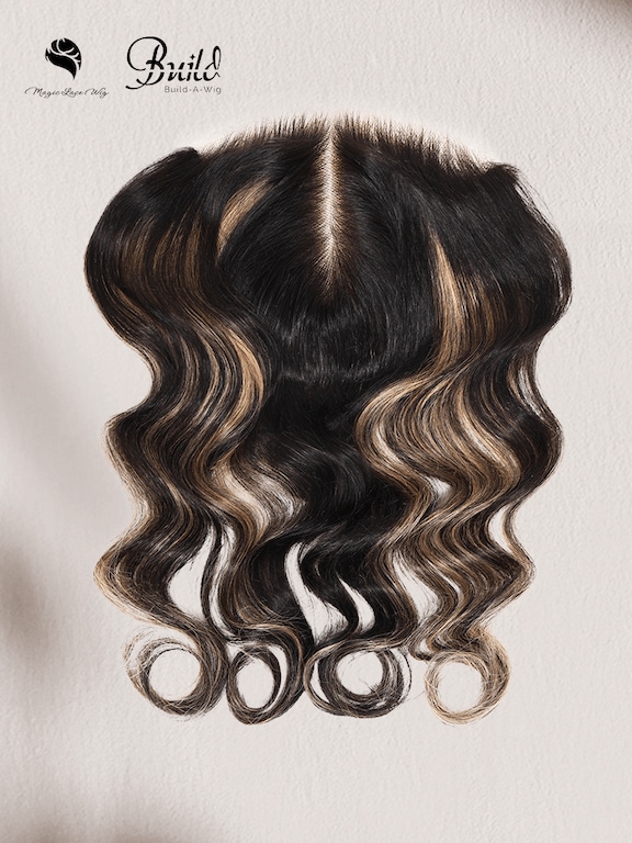 UNice Black With Blonde Highlights Body Wave Replaceable Lace Closure For Magic Lace Wig