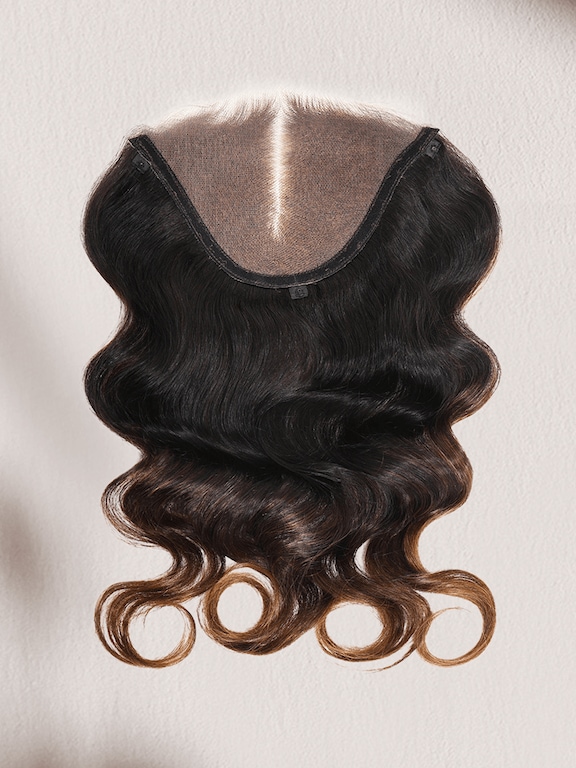 UNice Black to Chestnut Brown Ombre Body Wave Replaceable Lace Closure For Magic Lace Wig