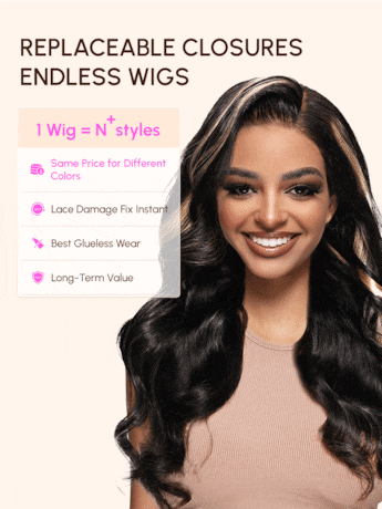 7x5 Bye-bye Knots Magic Lace Wig Natural Black Body Wave With Optional Replaceable Lace Closure 180% Density
